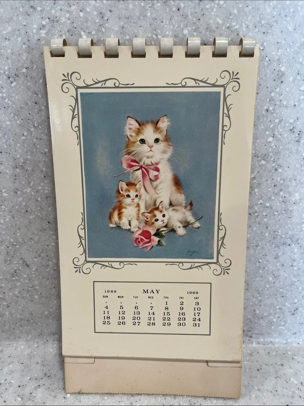 Vtg 1969 Marjorie M. Cooper Kitten Kalendar MCM Calendar by Gibson HTF **READ**